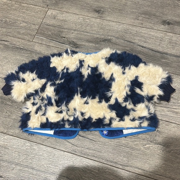 • TIA CIBANI • Padded Patchwork Reefer, Huron Mix
 Girls Blue and White 12 Month - Picture 5 of 5